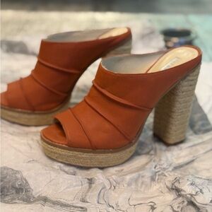 $80.00 Size 8 - BCBGeneration Orange Platform Mules. limited Edition Sold out